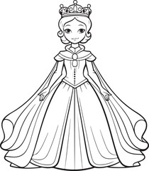 Fototapeta premium cute cartoon princess drawing for coloring hand drawn illustration