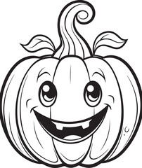 hand drawn cute pumpkin halloween coloring page illustration