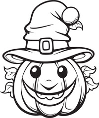 hand drawn cute pumpkin halloween coloring page illustration