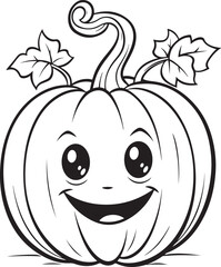 hand drawn cute pumpkin halloween coloring page illustration