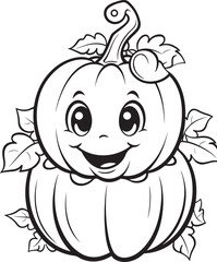 hand drawn cute pumpkin halloween coloring page illustration