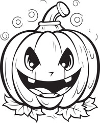 hand drawn cute pumpkin halloween coloring page illustration