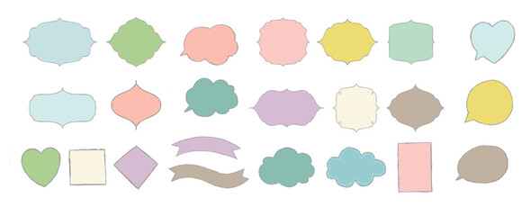 set of colorful bubbles. Big set of speech bubbles. Collection of colorful speech balloon, chat bubble or dialog boxes on white background. Different Speech bubbles for talk, dialogue, decoration. 