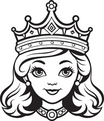 cute cartoon princess drawing for coloring hand drawn illustration