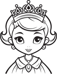 cute cartoon princess drawing for coloring hand drawn illustration
