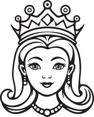 cute cartoon princess drawing for coloring hand drawn illustration
