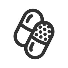 Pills and drugs compositions vector line style icon