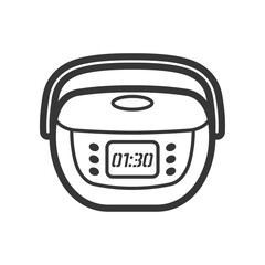 Multicooking slow cooker outline single isolated vector icon