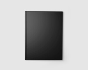 Black Magazine, Book, Booklet, Brochure, Blank Cover Mockup Template, Realistic, 3d Rendered isolated on light background.