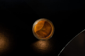 black coffee put on table with christmas theme background