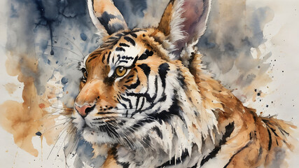 tiger watercolor painting