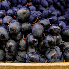 Large red grapes in a basket