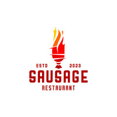 Hot sausage logo vector, fire sausage