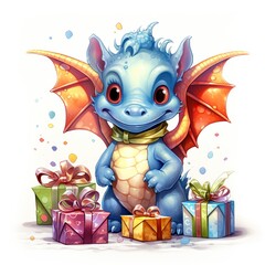dragon with gift box