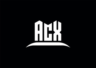 Naklejka premium ACX letter logo design on creative BLACK background.