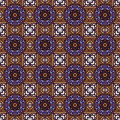 Seamless colorful patchwork from Azulejo tiles. Portuguese and Spain decor. Islam, Arabic, Indian, Ottoman motif.