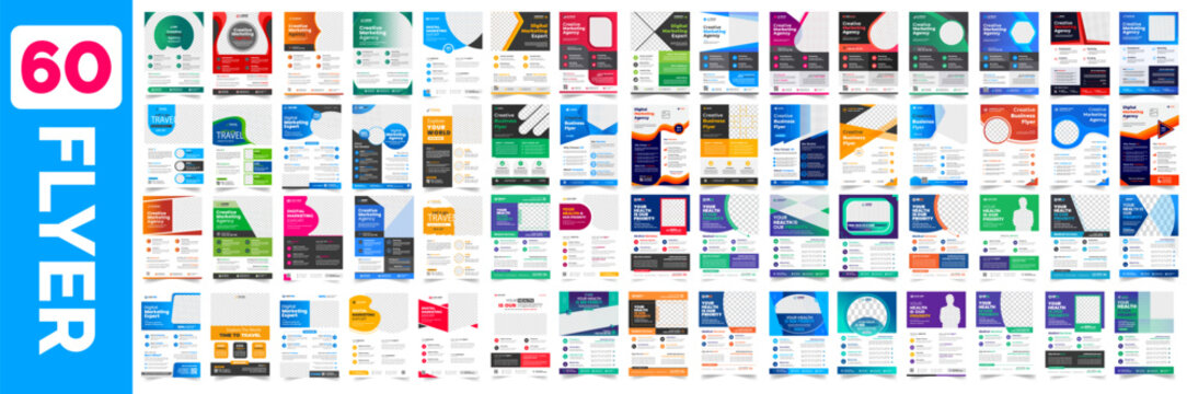 big mega set of 60 Collection digital marketing corporate business flyer design template. digital marketing flyer bundle. big set business flyer bundle. set of 60 Item digital marketing flyer.