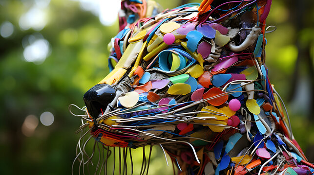 Metal and Plastic Waste Transformed into Cat Sculpture