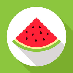 Watermelon flat icon with long shadow. Modern flat style. illustration.