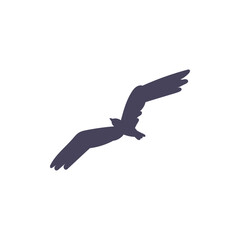 Flying bird silhouette, vector illustration isolated on white background