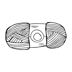 A skein of yarn in doodle style on an isolated white background.Vector illustration.Handmade.