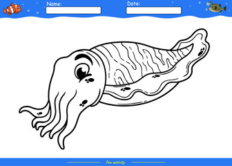 Lets color it Cuttlefish squid
