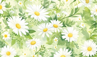 Beautiful daisy watercolor illustration, Generative AI