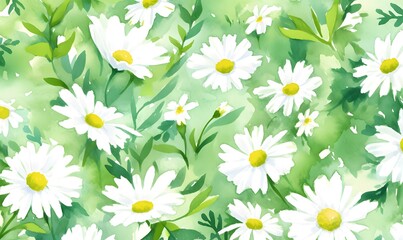 Beautiful daisy watercolor illustration, Generative AI