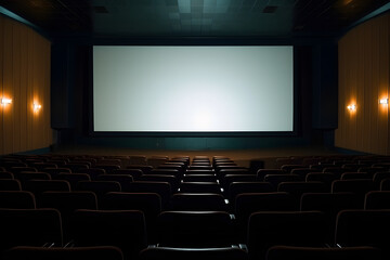 Cinema with white blank screen.