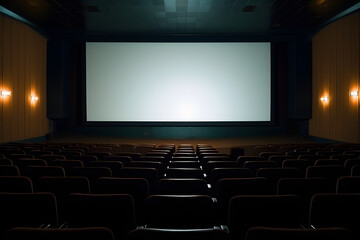 Obraz premium Cinema with white blank screen.