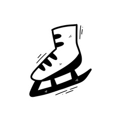 Hand Drawn Ice Skating Shoes Illustration. Doodle Vector. Isolated on White Background - EPS 10 Vector