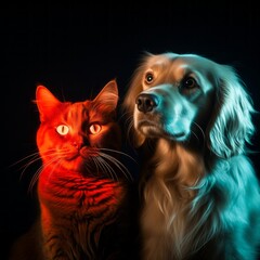 A Loyal Canine and a Curious Feline Sharing a Moment of Coexistence