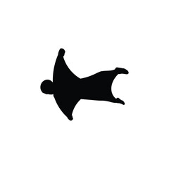Silhouette of skydiver, vector illustration isolated on white.