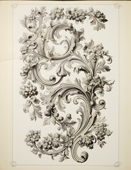 Lace filigree antique baroque page accent - obrazy, fototapety, plakaty