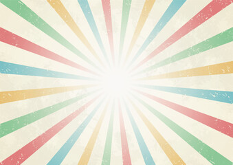 Vintage Sun Ray From Centre Circus Colorful Background