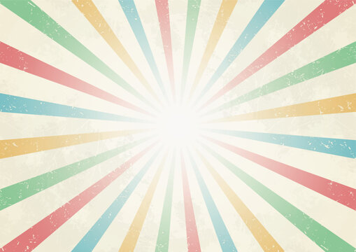 Vintage Sun Ray From Centre Circus Colorful Background