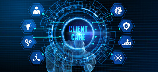 Customer Care Center. Client.  Business, Technology, Internet and network concept. 3d illustration