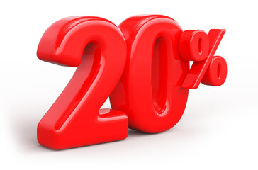 20 Percent Off Sale Discount Red 3D Number Render