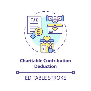 Charitable Contribution Deduction Multi Color Concept Icon. Special Financial Benefit. Fiscal Policy. Easy To Use In Article. Round Shape Line Illustration. Abstract Idea. Graphic Design