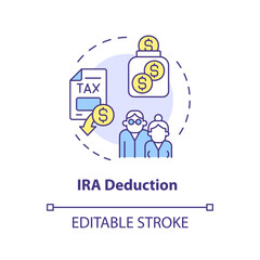 irs deduction multi color concept icon. Individual retirement account. Tax relief. Type of financial benefit. Round shape line illustration. Abstract idea. Graphic design. Easy to use in blog post