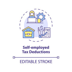 Self-employed tax deduction multi color concept icon. Reduce taxable income. Tax relief. Type of financial benefit. Round shape line illustration. Abstract idea. Graphic design. Easy to use in article