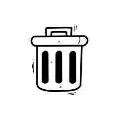 Hand Drawn Trash bin Illustration. Doodle Vector. Isolated on White Background - EPS 10 Vector
