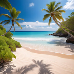 Fototapeta na wymiar A tropical beach with a beautiful sea and clear sky