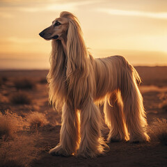 Afghan Hound Dog in natural environment