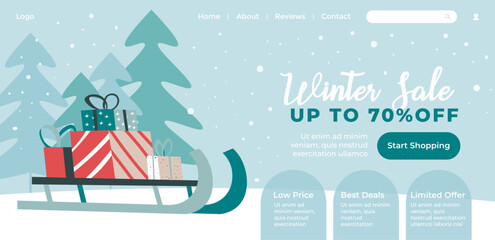 Winter sale and discounts in shops and stores