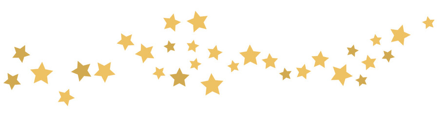 Obraz premium Scattered golden stars confetti isolated on transparent background.