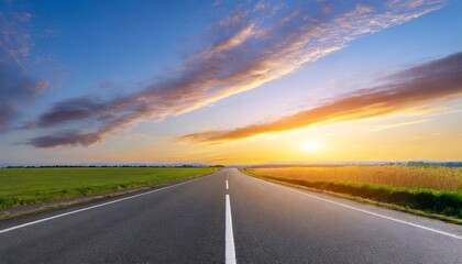 Tranquil Highway: Scenic Panorama at Sunset