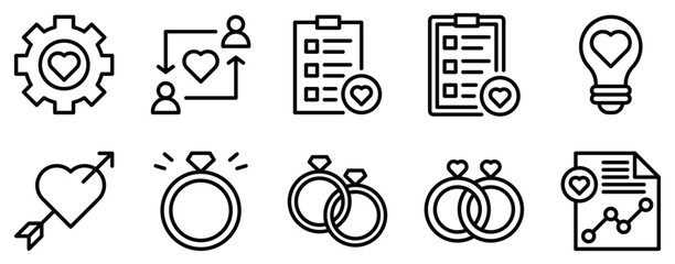 dating app line style icon set collection