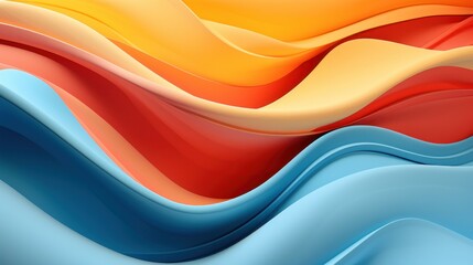 Retro Pop Mustard Yellow, Sky Blue, Poppy Red color in the style of flowing fabric, Digital Wave Background