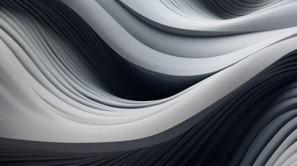 Modern Monochrome Charcoal Gray, White, Slate Blue color in the style of flowing fabric, Digital Wave Background